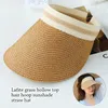 Chapeaux à large bord 1PC Femmes Sun Femelle Visière extérieure Casquette de plage Brethable Vide Top Straw Anti-UV Casual Shade Hat