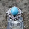 Klusterringar S925 Silver 6 8 mm Natural Larimar Ring kan justeras fritt kvinnliga smycken Inlay