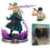 Action Toy Figures One Piece Figure 21cm Roronoa Zoro Double Headed Three-Knife Fighting Skill Anime Action Model Decorations PVC Toy Birthday Gift