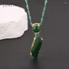 Bracelet vert jaspe goutte d'eau pendentif collier exquis mode brillant perlé bijoux de fête pour femmes