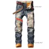 Denim Designer Hole Jeans Högkvalitativ rippad för män Storlek 28-38 40 Autumn Winter Plus Velvet Hip Hop Punk Streetwear Trousers 983