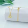 Chaînes Véritable Pure Pure 18K Chaîne en or jaune Femmes Lucky Double Coeur Pendentif O Link Collier 1.98-2g