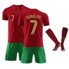 2022 Portugal Home and Away Jersey No. 7 Cristiano Ronaldo Adult Kids Kids Football Childrens Training+Socks