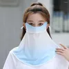 Scarves Blush Gradient Sunscreen Mask Windproof Face Shield Neck Wrap Cover Hanging Ear Silk Summer