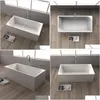 Baignoires 1700X750X580Mm Cube Design Surface solide Baignoire en pierre Structure sans couture Debout Baignoire en acrylique pur 65110 Drop Delivery Hom Dhl6B