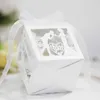 Boîtes à cadeaux de mariage sculptées, petite boîte-cadeau creuse pour bonbons personnalisés, boîte de mariage blanche avec décoration en ruban