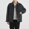 Men's Jackets Spring Autumn Turn-down Collar Coat Double-sided Woolen Solid Color Simple Long Sleeve Pockets Male Fashion Korean