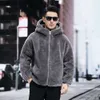 Simone Reinas New Haining Wool Loose Hooded Leather and Integrated Sheep Fleece Fur Coat for Mens Winter