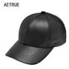 Zwykła nowa czapka skórzana skóra Snapback Casquette Regulowane Kości Kości PU dla mężczyzn Tata Winter Baseball Caps 201023328I