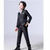 Spring Autumn Childrens Formal Dress Suit Set Flower Boy Wedding Host Performance Party Costume Kids Blazer Pants Vest Outfit 240304