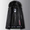 Mens Fur Autumn/winter Thickened Silver Fox Collar with Detachable Rabbit Hair Inner Bladder and Overcoming Coat