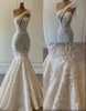 Luxurious Lace Beaded Wedding Dresses One Shoulder Mermaid Bridal Gowns Crystal Beads Sequin Sweep Train Real Picture Robe De Mari2153554