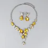 Ensembles de bijoux en cristal autrichien, chaîne plaquée argent, collier, boucles d'oreilles pendantes, accessoires de Costume de fête pour femmes, 335C