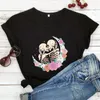 T-shirts pour femmes s'embrassant squelettes fleurs romantique mode d'été décontracté Vintage hauts