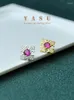 Stud Earrings Yasu 925 Sterling Silver Rhombic Small Ruby Earring Micro Pave Crystal For Women Luxury Fine Jewelry Accessories