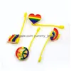Drinking Sts Lgbt Rainbow Sile St Toppers Accessories Er Charms Reusable Splash Proof Dust Plug Decorative 8Mm Party Drop Delivery Oticp