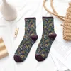 Femmes chaussettes rétro Style ethnique fleur décontracté confortable dames drôle mignon printemps automne coton filles Sox cadeaux 1 paire Ws204