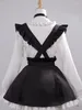 Vestidos de trabajo japonés lolita kawaii conjunto de dos piezas mujeres corea dulce falda falda traje femenino 2024 y2k encaje blusa blanca negro mini