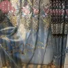 カーテンハイグレードブラックアウトグレーブルー刺繍シニールカーテンリビングルームの寝室刺繍チュールカスタムバランスヴィラ