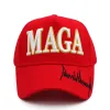 Мага вышивая шляпа Трамп 2024 Черный красный бейсбольный хлопчатовод для выборов 0508