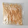 Garfos 100 pçs/saco descartável garfo de frutas pérola varas de bambu picaretas para churrasco festa portátil utensílios de cozinha ferramenta