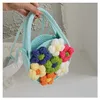 Bolsa de tecido de corda de algodão INS, bolsa de flores, bolsa pequena refrescante de um ombro, bolsa de praia de férias, bolsa crossbody simples e versátil 240315