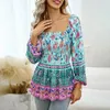 Magliette da donna T-shirt moda autunnale Boho Abbigliamento bohémien Top femminili