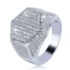 Hip Hop Fashion Men's Ring Gold Silver Gold Glitter Micro Pillow Cubic Zirconia Geometric Ring Size 7-13228r