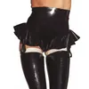 Shorts pour femmes Sexy Pole Dance Wetlook Pantalon en cuir PVC Clubwear exotique Brillant Faux Latex Discothèque Taille haute Court avec jarretières