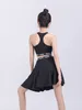 Stage Wear 2024 Black White Latin Dance Costume Girls Practice Tops Skirt ChaCha Dancing Clothes Samba Salsa Outfit YS5363
