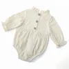 Tuta da neonata alla moda in cotone a maniche lunghe pieghettata tuta da neonato tuta da neonato carino abbigliamento neonato 240315
