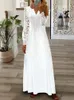 Designer women's clothing 2024 Spring and Summer Womens New Fashion Lace Long Dress Fashionable and sexy women's dress ladies lace bodycon v neck white dress V31Y