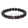 Frisado 8mm Natural Lava Rock Beads Strands Charme Pulseiras Black Energy Stone Elastic Jóias Para Mulheres Homens Gota Entrega Jóias Bra Dh6Kr