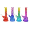 1pc 9,8 pollici, sfumatura di colore con tubo dell'acqua in vetro luminoso, artigianato in vetro borosilicato, narghilè in vetro, bong in vetro con bagliore al buio, regali di festival, accessori per fumatori