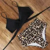 Swimons de maillots de bain pour femmes Bikini taille haute 2024 Femme Criss Cross Bikini Set Leopard Imprimement de la plage de la plage de la plage de secours Push Up Swimswear Womenc24315