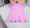 Brand girls dresses kids skirt Silver letter embroidery Princess dress Size 90-150 CM kids designer clothes baby frock 24Mar