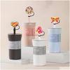 Drinking Sts Love Peace Sile St Toppers Accessories Er Charms Reusable Splash Proof Dust Plug Decorative 8Mm/10Mm Party Drop Delivery Otksp
