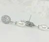 Dangle Chandelier Luxury Silver Plated Princess Cut Cut Oval Moissanite Zircon Earrings Fashion Imitation Pearl Pendants Womens Engagement Jewelry 24316