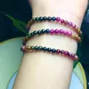 Braccialetti a maglie 4MM Tormalina naturale Bracciale a triplo cerchio Donna Trendy Reiki Healing Elastico Yoga Energia Bracciale Gioielli Regalo 1 pz