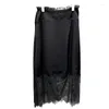 Party Dresses Summer Of 2024 The Hem Vestido Elegante Mujer Para Fiestatching Lace Button Long Skirt Black Half-length Ropa