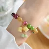 Pulsera De Cuentas De Piedra Amarilla Elegante Colgante De Flor Vintage Con Turmalina Falsa Para Mujer Bienestar Colorido