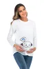 Tanks New Cute Women Pregnancy Tshirt Long Sleeve Maternity Clothes Casual Crew Neck Printed Funny Baby Peeking Women Pregnant Tops