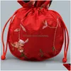 Jewelry Pouches, Bags Jewelry Packaging Display 11X13Cm Dstring Bags Women Girl Storage Chinese Silk Embroidery Bracelet Pendant Neckl Dhqu9