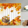 Rideaux de douche Rideau de douche d'automne pour décor de salle de bain feuilles d'érable ferme citrouille tournesol botte de foin automne Thanksgiving jardin maison tenture murale Y240316