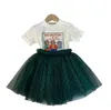 Baby Girls Gauze Robes Fashion Designer Kids Sleeve Jupe courte fille jupe enfants Vêtements 2pcs