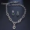 Wedding Jewelry Sets Emmaya Brand Luxury Cubic Zirconia Bridal Jewelry Set Green Oval Crystal Water Diamond Party Wedding Jewelry Set Q240316