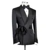 Double Breasted Suit Jacket For Men Wedding Shawl Lapel Slim Fit Groom Blazer With Belt 1 PC Fashion Coat 240313