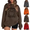 Kvinnors hoodies Long Hoodie Sweatshirt Kvinnor Halloween Casual Loose Pullover Fun Letter Printed Drop Fitted Sweater Women