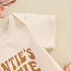 Clothing Sets Aunties Ie Baby Clothes Girl Aunt Saying Letter Romper Shirt Floral Flare Pants Headband 3Pcs Outfit