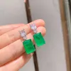 Dangle Earrings FFGems Brazilian Paraiba Emerald Tourmaline Silver Earring Created Blue Stone Square For Women Fine Jewelry Wholesale Party